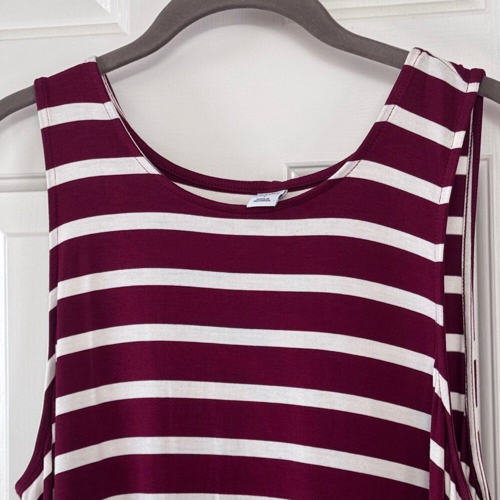 Old Navy Womens Maroon and White Striped Dress Size L Large - Picture 4 of 7